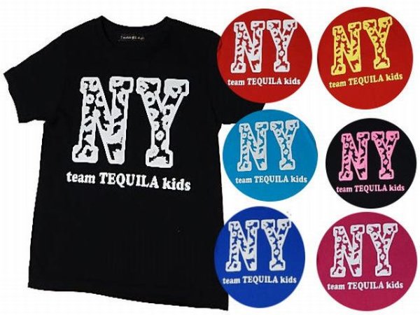 画像1: 【キッズ ダンス 衣装】【在庫一掃☆1000円均一★SALE★】TEQUILA KIDS ★カラバリ★豹柄NYプリント超BIGダンス半袖Tシャツ (1)